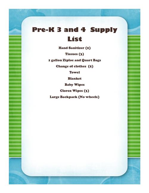 supply list